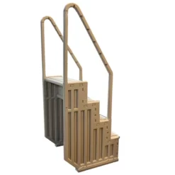 Confer STEP-1VM Stair Ladder Entry System With 4 Steps And 2 Handrails For Flat Bottom Above Ground Swimming Pool, Snap-In Installation, Warm Beige -Water Sports Equipment GUEST f5affdc4 eac9 4b18 a3bd eca030188e1a