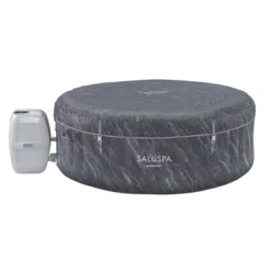 Bestway SaluSpa Boracay AirJet 2 To 4 Person Inflatable Hot Tub Round Portable Outdoor Spa With 120 Soothing AirJets, App Control, And Cover, Gray